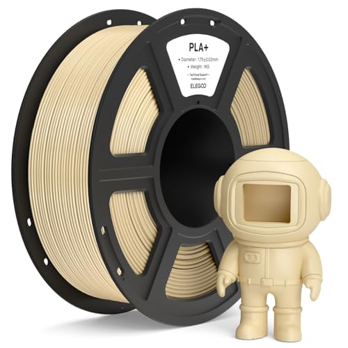 ELEGOO PLA+ Filament 1.75mm Beige 1KG, High Toughness PLA Plus 3D Printer Filament Dimensional Accuracy +/- 0.02mm, 1kg Spool(2.2lbs) Fits for Most FDM 3D Printers