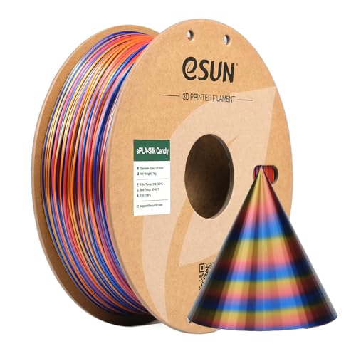 eSUN Silk Candy PLA Filament 1.75mm, Dynamic Candy Color System Silk PLA 3D Printer Filament, 1KG Gradient Changing Multicolor Shiny Filament for 3D Printer, Red Gold Blue