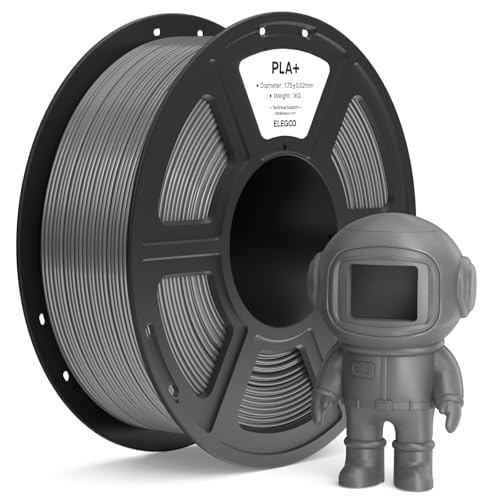 ELEGOO PLA+ Filament 1.75mm Space Gray 1KG, Tough PLA Plus 3D Printer Filament Dimensional Accuracy +/- 0.02mm, 1kg Spool(2.2lbs) Fits for Most FDM 3D Printers