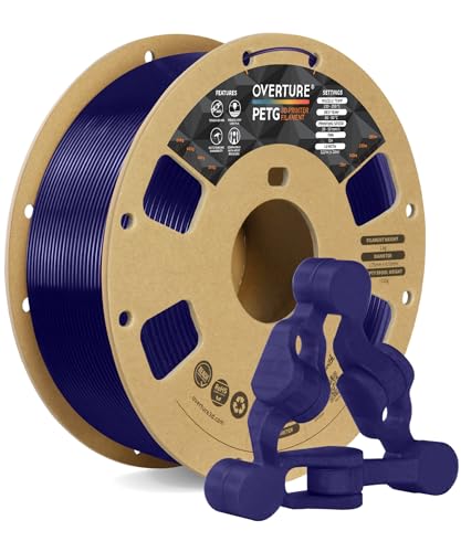 OVERTURE 3D Filament Clear PETG Filament 1.75mm, PETG 3D Printer Filament, 1kg Filament (2.2lbs), Dimensional Accuracy Probability +/- 0.02mm, Fit Most FDM Printers(Transparent Blue)
