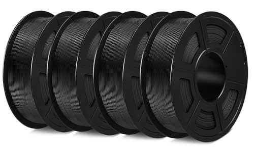 SUNLU PETG Filament 1.75mm 4KG Bundle, Less Stringing and Good Layer Adhesion, Individually Vacuum Packed, 3D Printer Filament 4kg, 1kg per Spool, Pack of 4, 4 Colors, 4 Black