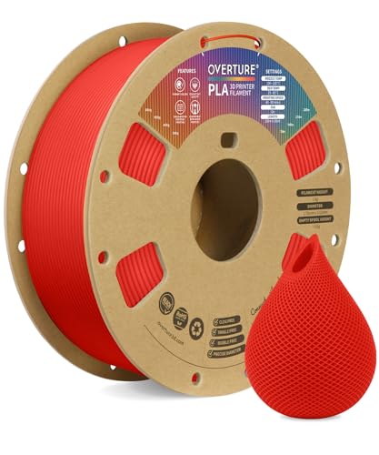 OVERTURE PLA Filament 1.75mm PLA 3D Printer Filament, 1kg Cardboard Spool (2.2lbs), Dimensional Accuracy +/- 0.02mm, Fit Most FDM Printer (Red)