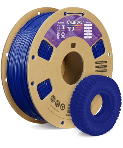 OVERTURE TPU Filament 1.75mm Flexible Roll, 95A Soft 3D Printer Filament, 1kg Spool (2.2 lbs), Fit Most FDM Printer (TPU Blue)