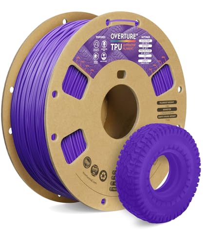 OVERTURE TPU Filament 1.75mm Flexible Roll, 95A Soft 3D Printer Filament, 1kg Spool (2.2 lbs), Fit Most FDM Printer (TPU Purple)