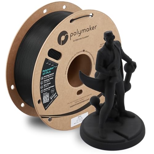 Polymaker HT-PLA Filament 1.75mm Black, High Temp PLA for 3D Printing, Heat Stable Up to 150°C, Easy to Print, Works with Most FDM Printers, 1kg Spool