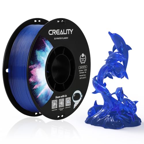 Creality PETG Filament 1.75mm Transparent Blue, 3D Printer Filament No-Tangling, Strong Bonding and Overhang Performance Dimensional Accuracy +/-0.02mm, 2.2lbs/Spool