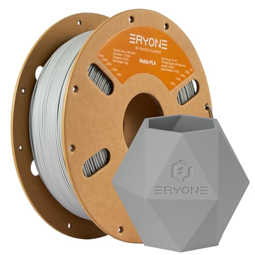 ERYONE Matte 3D Printer PLA Filament 1.75 +/- 0.03mm, Matte Filament PLA 1KG(2.2LBS) Spool, Grey