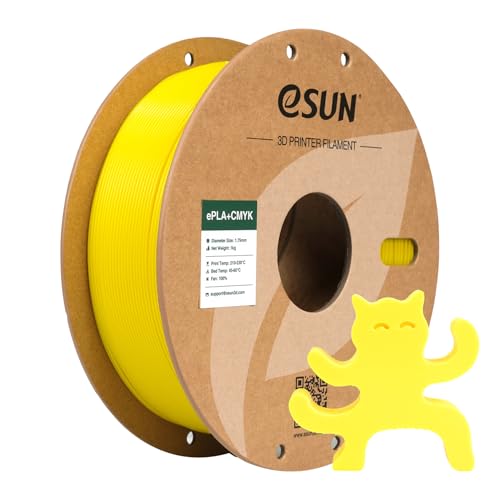 eSUN Lithophane Yellow PLA+ Filament 1.75mm, 3D Printer Filament PLA Plus, Dimensional Accuracy +/- 0.03mm, 1KG Spool (2.2 LBS) Cameo 3D Printing Filament for 3D Printers, CMYK Yellow