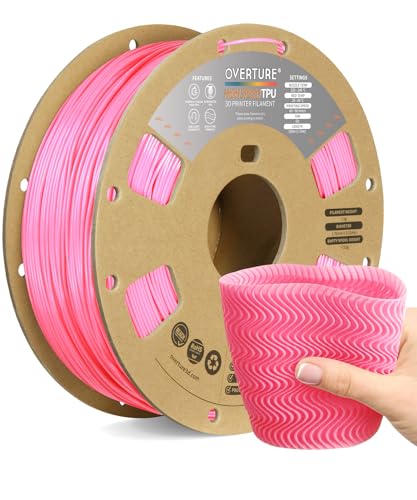 OVERTURE TPU High Speed Filament 1.75mm Flexible Roll, 95A Soft 3D Printer Filament, 1kg Spool (2.2 lbs), Fit Most FDM Printer (HS TPU Pink)
