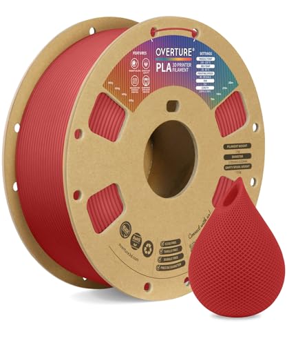 OVERTURE PLA Filament 1.75mm, Neatly Wound 3D Printer Filament 1kg Spool (2.2lbs), Dimensional Accuracy +/- 0.02 mm, Fit Most FDM 3D Printers (Fresh Red)