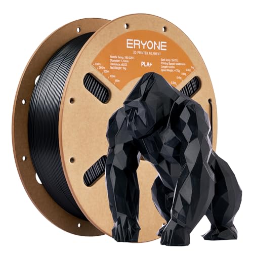 ERYONE PLA Plus Filament 1.75mm +/-0.03mm, 3D Printer Filament PLA+,Tougher and Stronger, 1kg(2.2LBS)/Spool, Black