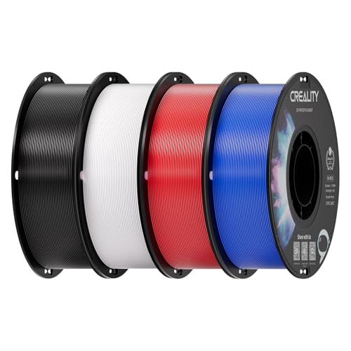 Creality PETG Filament 1.75mm, 3D Printer Filament, Excellent Toughness High Precision, Odorless Non-Toxic Moistureproof, Accuracy +/- 0.02mm, 4 Pack-1kg (Black, White, Blue, Red)
