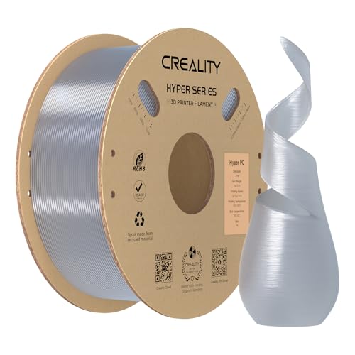 Creality PC Filament 1.75mm, Clear Polycarbonate Filament Designed for 300mm/s High Speed Printing, 1kg(2.2lbs)/Spool Hyper PC Filament, Tough and High Heat Resistant, Fits for 3D Printers