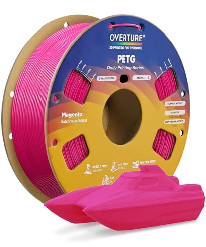 OVERTURE PETG 3D Printer Filament 1.75mm, Neatly Wound Durable PETG 1kg Spool (2.2lbs), Strong Toughness Filament, Dimensional Accuracy +/- 0.02mm, Fit Most FDM Printers (Magenta)