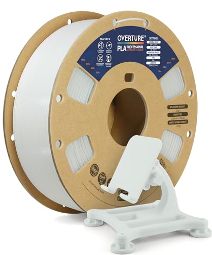 OVERTURE PLA Plus (PLA+) Filament 1.75mm, Stronger & More Durable, Professional Toughness 3D Printer Filament 1kg (2.2lbs), High Precision +/- 0.02mm, Tangle-Free (White)