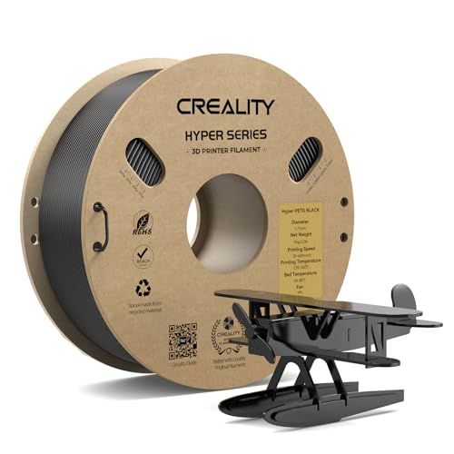 CREALITY Hyper PETG Filament 1.75mm 3D Printer Filament, Up to 600mm/s High Speed Rapid PETG, 1kg (2.2lb) Neatly Wound Cardboard Spool, Dimensional Accuracy ±0.03mm, Fit for Most 3D Printers, Black
