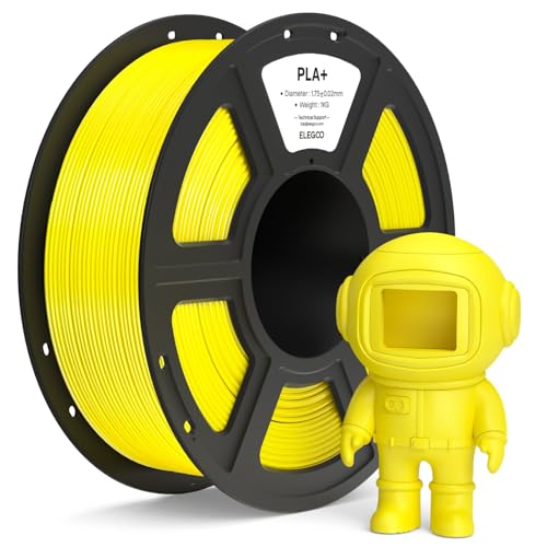 ELEGOO PLA+ Filament 1.75mm Yellow 1KG, High Toughness PLA Plus 3D Printer Filament Dimensional Accuracy +/- 0.02mm, 1kg Spool(2.2lbs) Fits for Most FDM 3D Printers