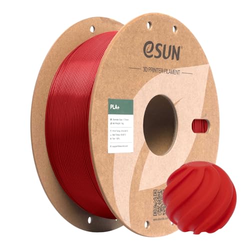 eSUN PLA+ Filament 1.75mm, 3D Printer Filament PLA Plus, Dimensional Accuracy +/- 0.03mm, 1KG Spool (2.2 LBS) 3D Printing Filament for 3D Printers, Fire Engine Red