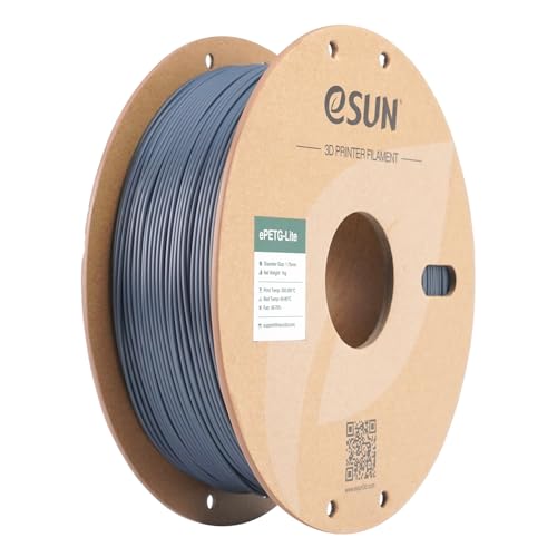 eSUN PETG Basic Filament 1.75mm, High Toughness Glossy PETG 3D Printing Filament, 1KG Spool (2.2 LBS) 3D Printer Filament, Solid Grey