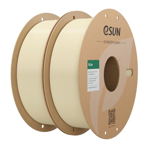 eSUN PLA+ Filament 1.75mm, 3D Printer Filament PLA Plus, Dimensional Accuracy +/- 0.03mm, 1KG per Spool, 2 Spools 3D Printing Filament, Bone White