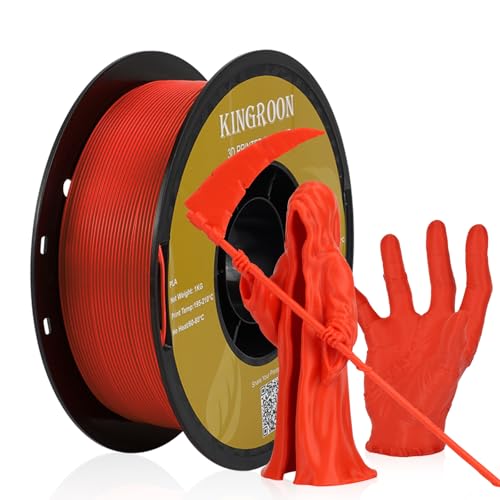 Kingroon PLA 3D Printer Filament, Dimensional Accuracy +/- 0.02 mm, 1 kg Spool(2.2lbs), 1.75 mm，Red