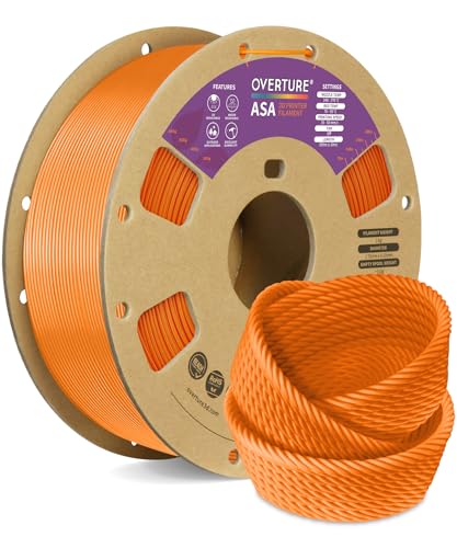 OVERTURE ASA Filament 1.75mm, 1kg Spool (2.2lbs) 3D Printer Filament, Premium Anti-UV, ASA Filament Perfect for Printing Outdoor Functional Parts, Dimensional Accuracy +/- 0.02 mm (Orange)