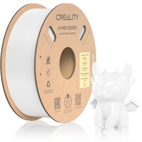 Official Creality Hyper PLA Filament 1.75mm, High Speed PLA 30-600mm/s 3D Printer Filament, Dimensional Accuracy +/-0.02mm, Fit Most FDM 3D Printers，1KG(2.2lbs) Spool White