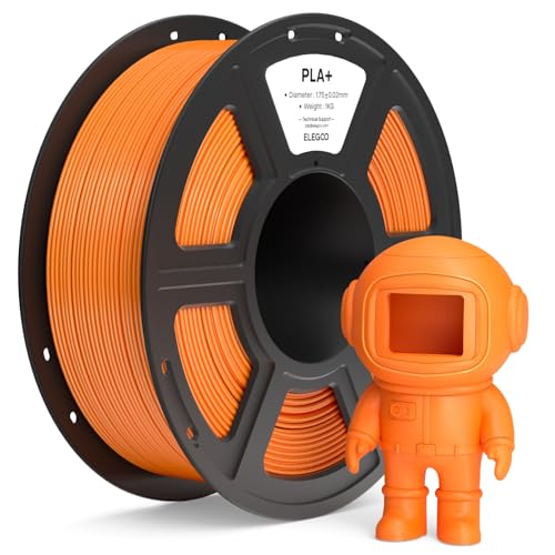 ELEGOO PLA+ Filament 1.75mm Orange 1KG, High Toughness PLA Plus 3D Printer Filament Dimensional Accuracy +/- 0.02mm, 1kg Spool(2.2lbs) Fits for Most FDM 3D Printers