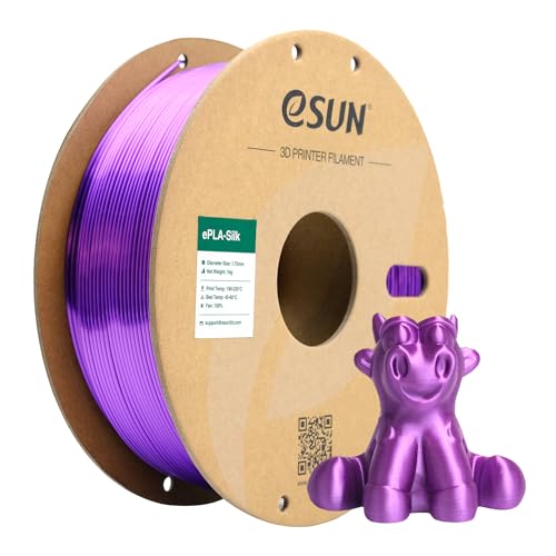 eSUN Silk PLA Filament 1.75mm, Silky Shiny 3D Printer Filament PLA, Dimensional Accuracy +/- 0.05mm, 1KG Spool (2.2 LBS) 3D Printing Filament for 3D Printers, Silk Purple