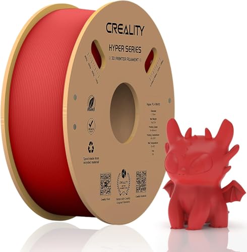 Official Creality Hyper PLA Filament 1.75mm, High Speed PLA 30-600mm/s Rapid 3D Printer Filament, Dimensional Accuracy +/-0.02mm, Fit Most FDM 3D Printers，1KG(2.2lbs) Spool Red
