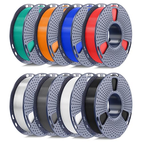 250g PETG Filament 1.75mm Bundle, SUNLU 3D Printer Filament Neatly Wound, Individually Vacuum Packed, 250g Spool, 8 Rolls, Black+White+Grey+Transparent+Red+Blue+Orange+Green