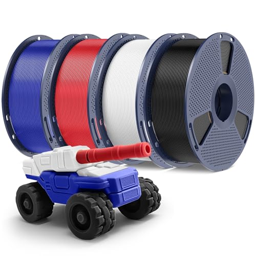 PETG Filament 1.75mm - 4kg(8.8lbs) SUNLU PETG 3D Printer Filament, Reusable Spool Compatible with Bambulab Refill Filament, 1.75mm Dimensional Accuracy +/- 0.02mm, Black+White+Red+Blue Bundle
