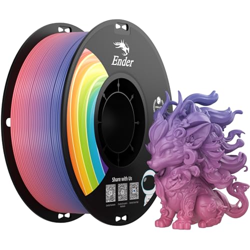Creality 3D Printer Filament 1.75mm, Rainbow PLA+ Filament No-Tangling Strong Toughness Vacuum Packaging Multi-Color 3D Printing PLA Filament Fit Most 3D Printers