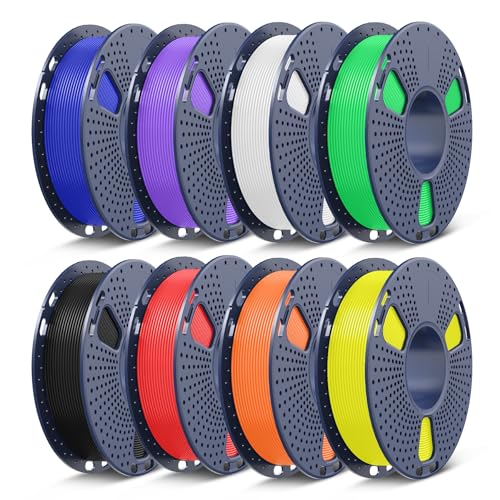 SUNLU 3D Printer Filament Bundle Multicolor PETG Filament 1.75mm,Individually Vacuum-Sealed,2kg in Total,0.25kg per Spool,8 Pack,Black+White+Red+Klein Blue+Green+Yellow+Sunny Orange+Lavender Purple