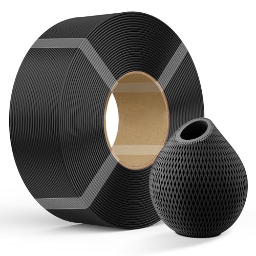 Creality PETG Filament Refill 3D Printer Filament, 1kg 1.75 mm(2.2lb) Refilament for Bambu Lab Reusable Spool, Dimensional Accuracy ±0.03mm, PETG Black