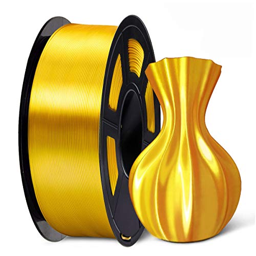SUNLU Silk PLA Filament 1.75mm, Neatly Wound Shiny PLA 3D Printer Filament, Dimensional Accuracy +/- 0.02mm, Fit Most 3D Printers, Good Vacuum Packaging, 1kg Spool(2.2lbs), 330 Meters, Silky Gold