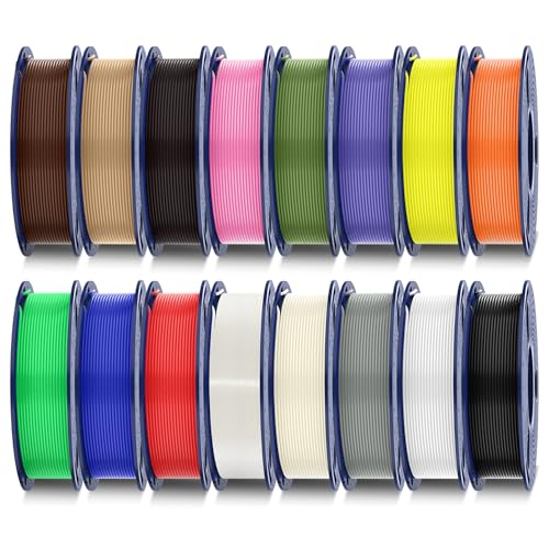 SUNLU PLA Plus Filament 16 Color Bundle Multicolor, PLA+ 3D Printer Filament 1.75mm, Mini Spool, Individually Vacuum Packed, 16 Pack.