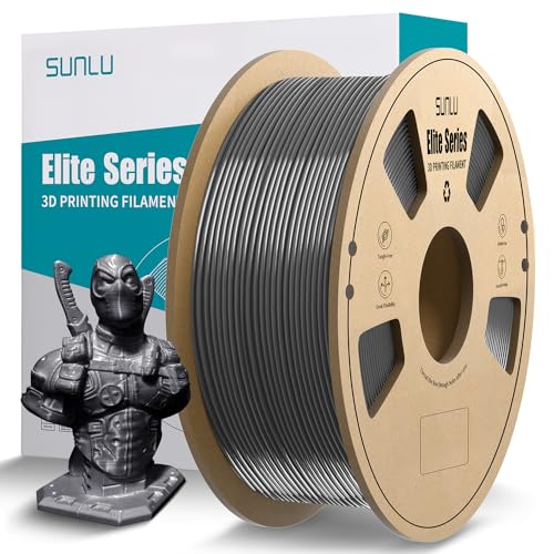 SUNLU Official Elite PETG Filament 1.75mm - 1kg(2.2lbs) Strong 3D Printer Filament, 1.75mm Dimensional Accuracy +/- 0.02mm, 320 Meters, Grey