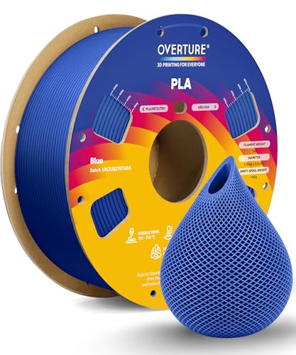 OVERTURE PLA Filament 1.75mm PLA 3D Printer Filament, 1kg Cardboard Spool (2.2lbs), Dimensional Accuracy +/- 0.02mm, Fit Most FDM Printer (Blue)