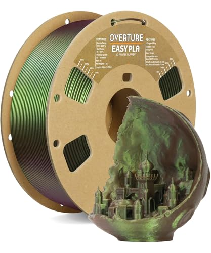 OVERTURE Color Changeable PLA 1.75mm 3D Printer Filament Green Starlight PLA, 1kg Cardboard Spool (2.2lbs), Dimensional Accuracy +/- 0.02mm, Fit Most FDM Printer (Shimmer Bronze)