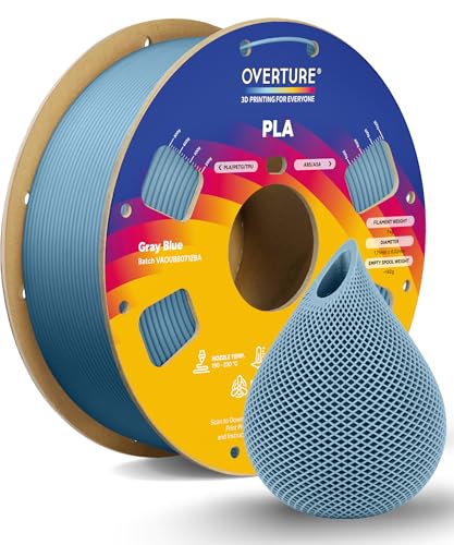 OVERTURE PLA Filament 1.75mm, Neatly Wound 3D Printer Filament 1kg Spool (2.2lbs), Dimensional Accuracy +/- 0.02 mm, Fit Most FDM 3D Printers (Gray Blue)
