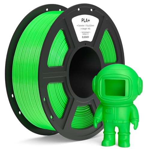ELEGOO PLA+ Filament 1.75mm Neon Green 1KG, High Toughness PLA Plus 3D Printer Filament Dimensional Accuracy +/- 0.02mm, 1kg Spool(2.2lbs) Fits for Most FDM 3D Printers