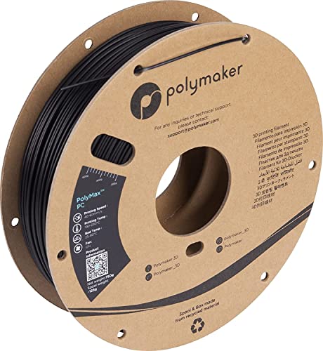 Polymaker Polymax Tough PC Filament 2.85mm Black 0.75kg, 3D Printer Polycarbonate PC Filament, Tough & High Heat Resistant