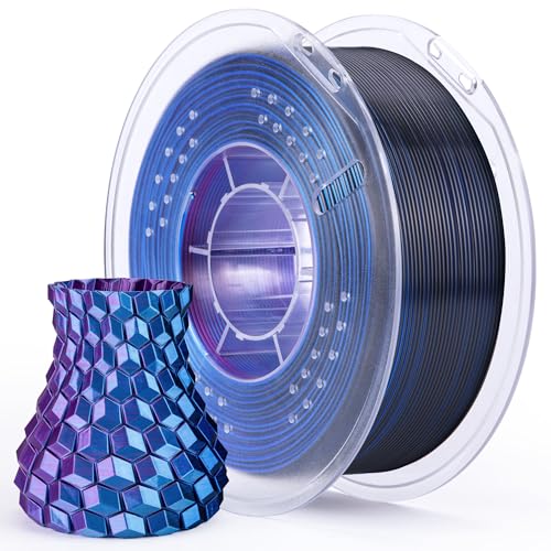 ELEGOO Silk PLA Filament Triple Colors Blue Purple Black, Shiny Tri-Color 3D Printer Filament 1.75mm Dimensional Accuracy +/- 0.05mm, 1kg Spool(2.2lbs) Fits for Most FDM 3D Printers