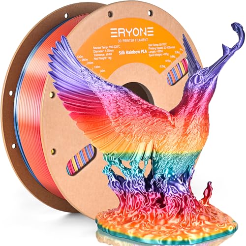 ERYONE Silk Rainbow 3D Printer PLA Filament 1.75 +/- 0.03mm, Shiny Multicolor Filament PLA Fast Color Gradient 1KG(2.2LBS), Waterfall Rainbow