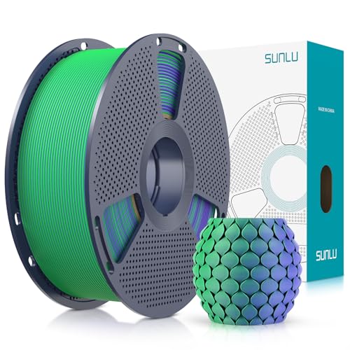 SUNLU Dual Color Matte PLA Filament 1.75mm, Matte 3D Printer PLA Filament, PLA Filament 1kg Spool (2.2lbs), Dimensional Accuracy +/- 0.02mm, Purple Green