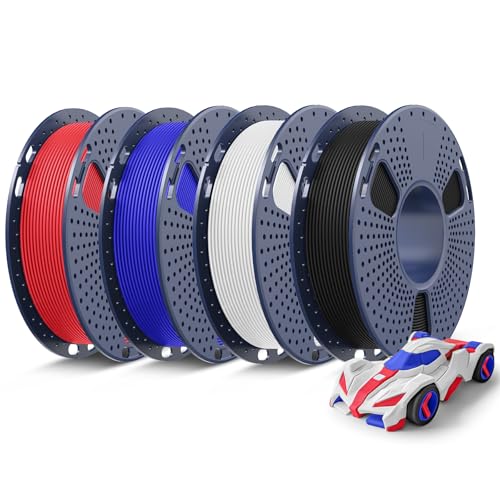 SUNLU PETG 3D Printer Filament Bundle, 0.25kg Each Spool, Total 1kg, Mini Spool, High Speed PETG 1.75mm, 4 Packs, Black+White+Red+Blue