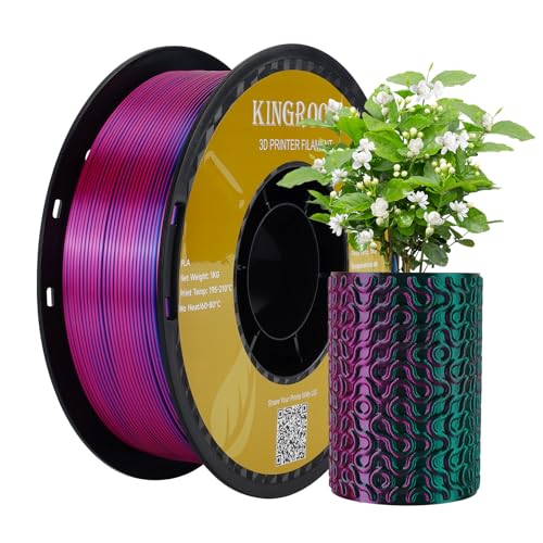 Kingroon PLA Filament, Multicolor Silk PLA Filament, Tri Color 3D Printer Filament, 1.75 mm, Dimensional Accuracy +/- 0.03 mm, 1kg Spool(2.2lbs), Red Blue Green