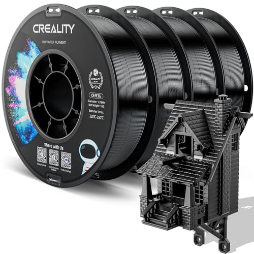 CREALITY PETG Filament 1.75mm 3D Printer Filament Bundle, 4kg (8.8lb) Neatly Wound Spool, Dimensional Accuracy ±0.03mm, 2025 Latest Batch, Fit for Most FDM 3D Printers, Black (4-Pack)