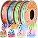 ERYONE Silk Rainbow Filament PLA 1.75mm for 3D Printer +/- 0.03mm, 0.25kg*4 Spools, Matte Marcron Rainbow, Matte Watercolor Rainbow, Silk Vibrant Rainbow, Silk Waterfall Rainbow